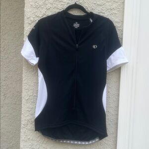 Pearl Izumi Men's Black White Short Sleeve Full Zip Cycle Jersey Size M
